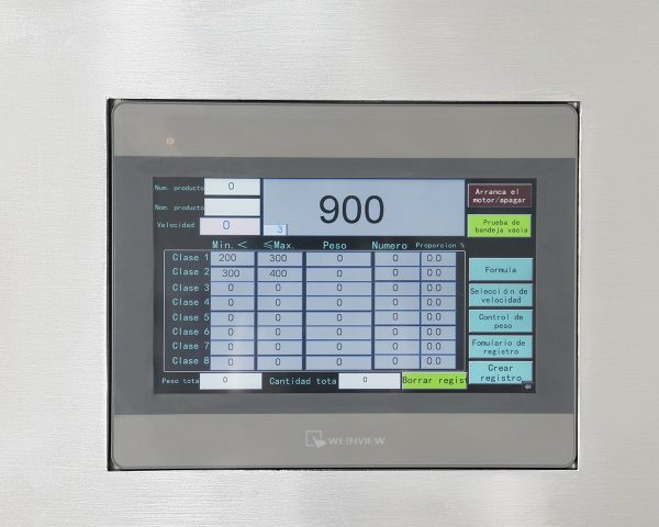 operation interface of easyweigh weight grader