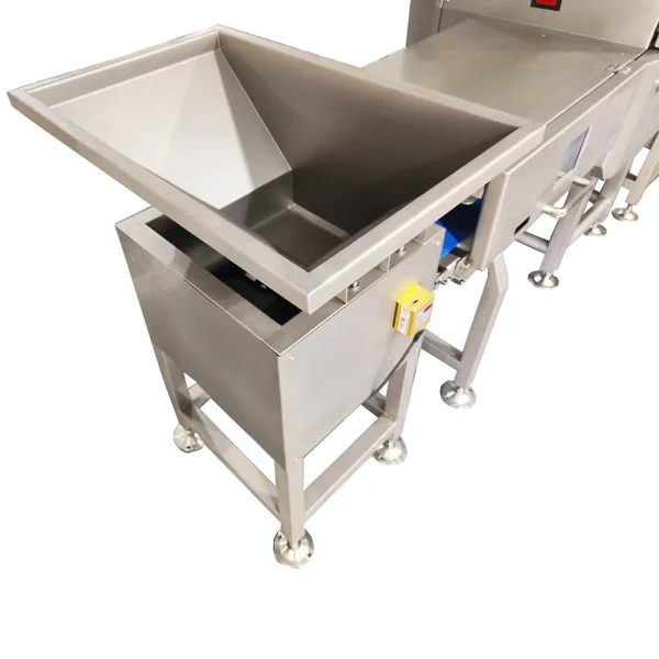 infeed hoppers of x ray inspection system for unpackaged bulk products