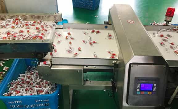 metal detector during processing