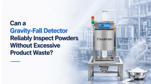 can a gravity fall detector reliably inspect powders without excessive product waste