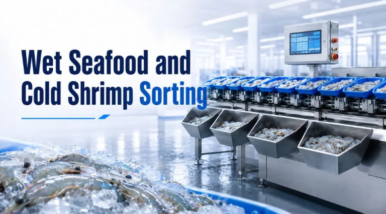 wet seafood and cold shrimp sorting